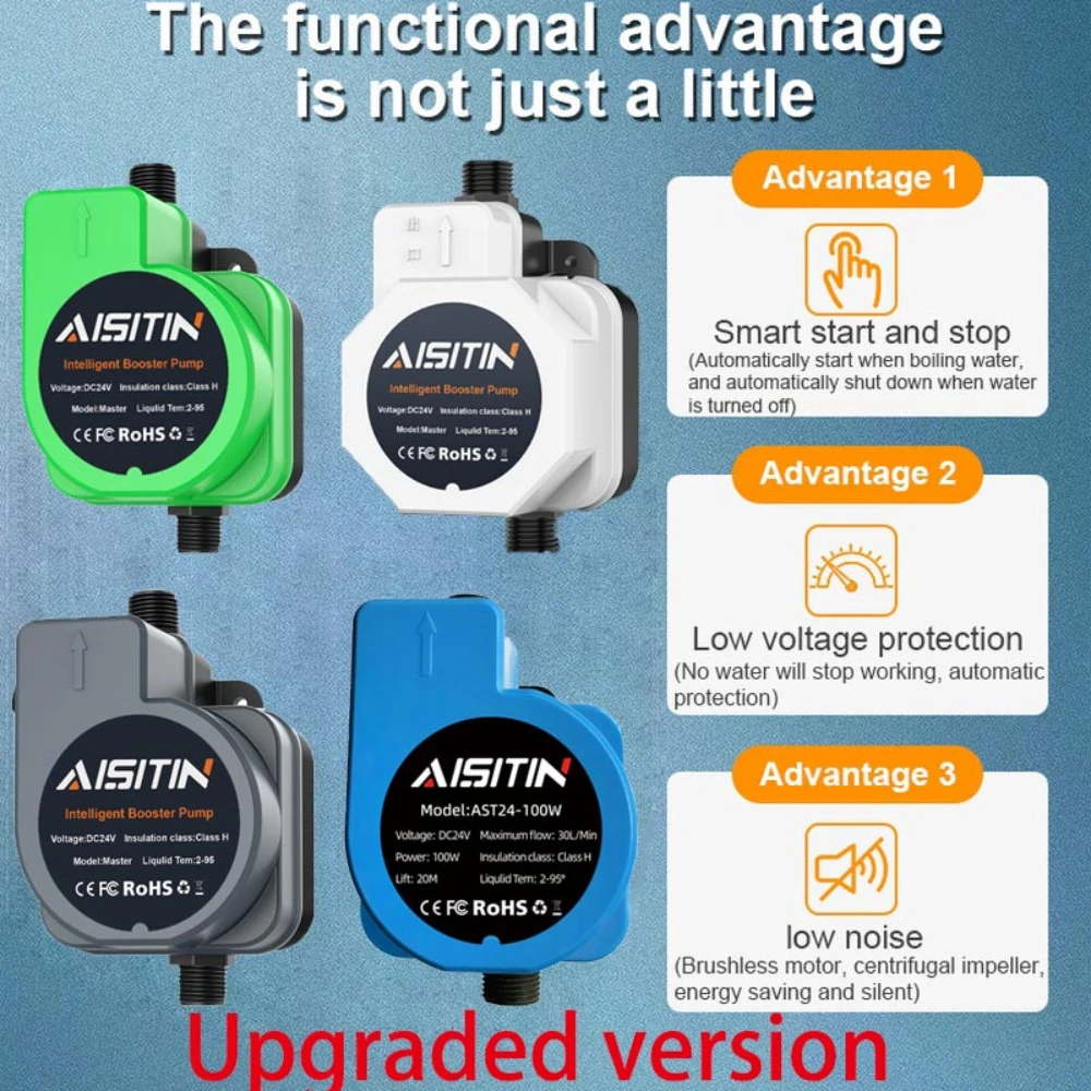 2024 nouvelle pompe de surpression automatique améliorée 180W 24V pompe à eau sans brosse chauffe-eau de douche à domicile pompe silencieuse à pression d'eau ajoutée