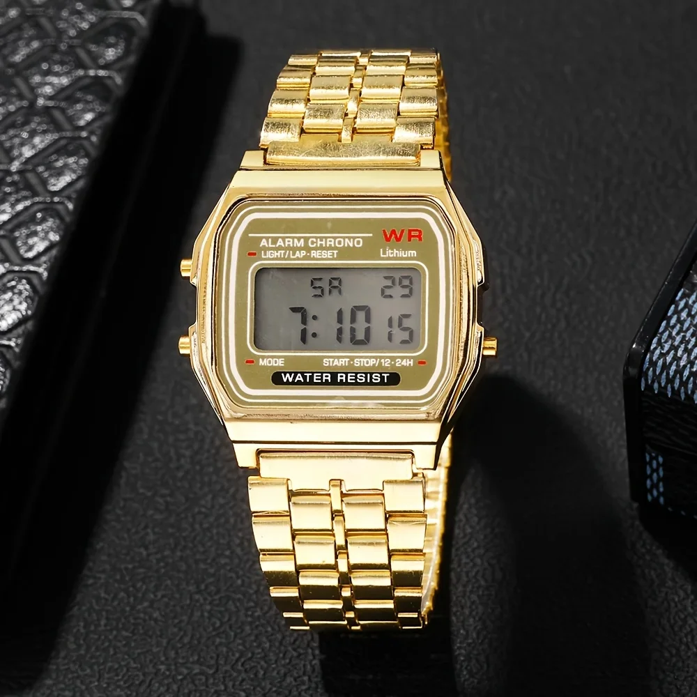 F91W Orologi con cinturino in acciaio Orologio da donna Orologio da uomo d'affari Orologio multifunzione LED digitale Orologio da polso sportivo Orologio elettronico Electron wi