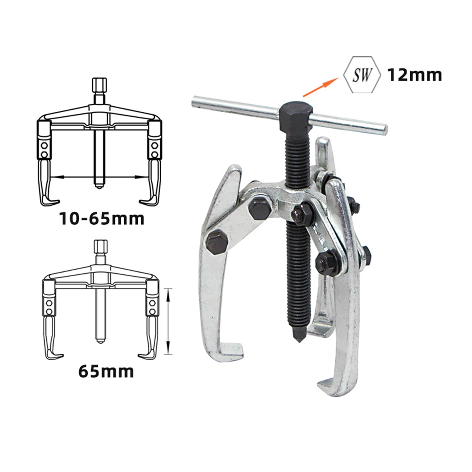 Extractor de cojinetes de alta resistencia, 2 mandíbulas, 3 mandíbulas, herramienta de reparación de automóviles, extractor de engranajes de mandíbula de forja, sujeción ajustable de 10 a 60mm