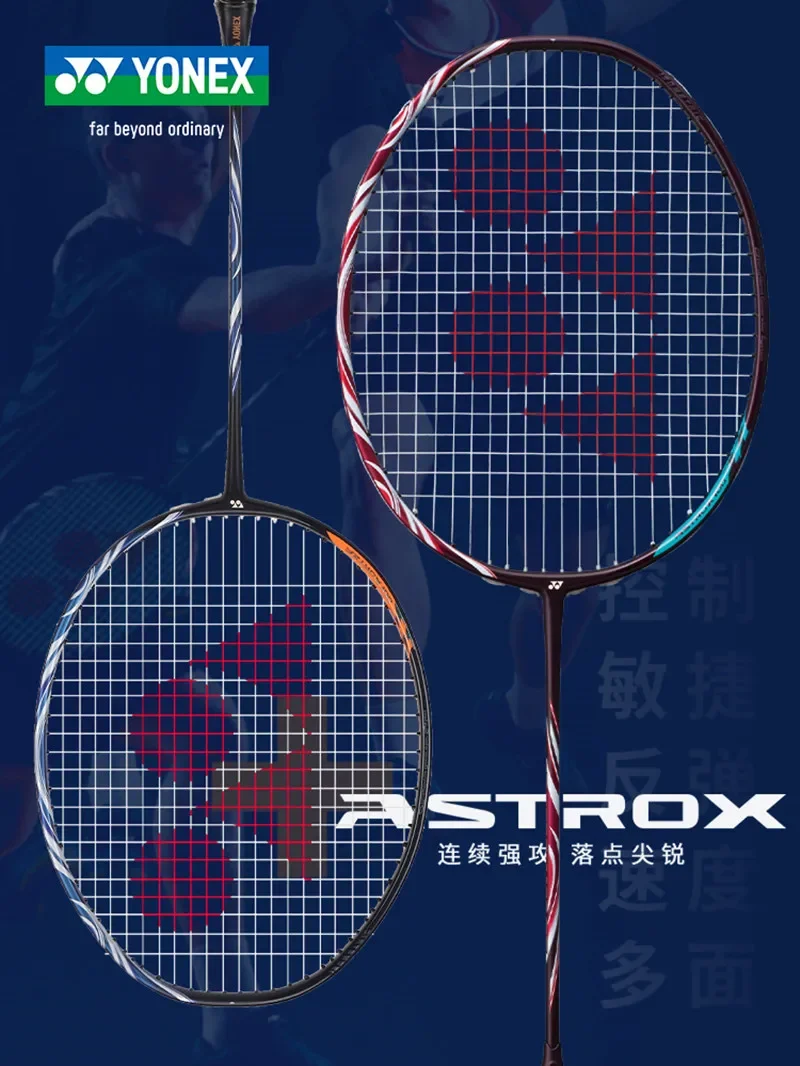 YONEX-raqueta de bádminton auténtica, AX100ZZ, azul, rojo, serie ASTROX, juego de raqueta de bádminton profesional, libras personalizables con cuerda