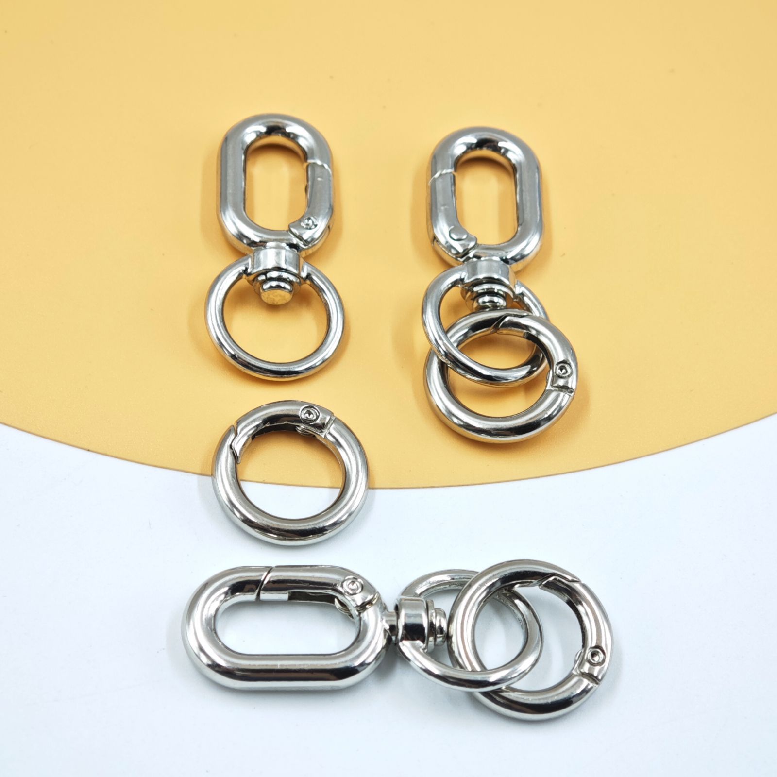 2pcs Double Opening Swivel Clasp Clips, Metal Swivel Spring Snap Hooks, Key Chain Clip with Key Ring for DIY Keys
