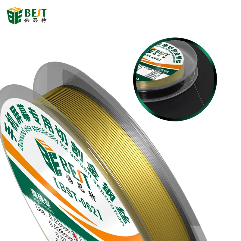 BST-062 0,02-0,1mm alambre de diamante especial aleación oro molibdeno hilo de corte pantalla LCD reparación separador de pantalla 100m