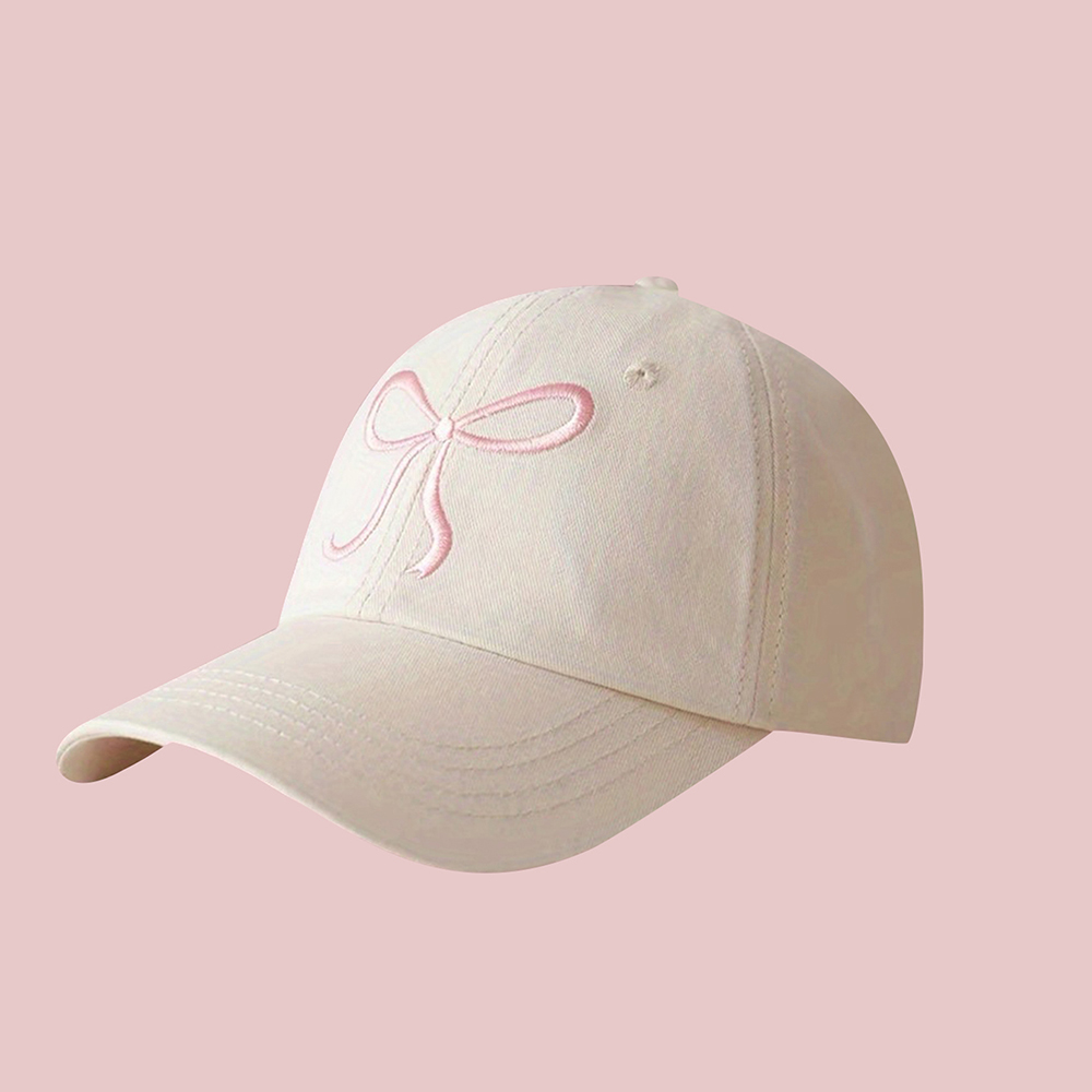 Gorra de béisbol bordada con lazo para las cuatro estaciones, gorra de pico de pato pequeña, fresca y dulce para mujer, gorra con protección solar para deportes al aire libre