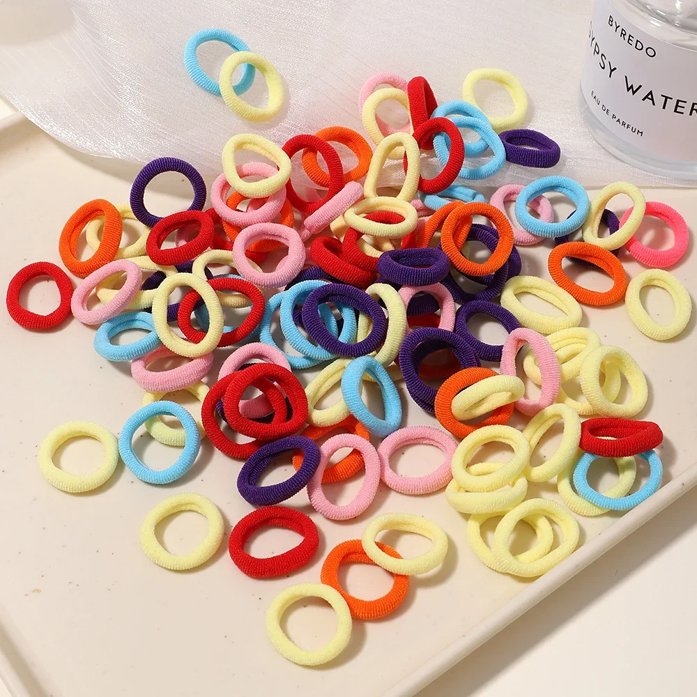 Lovekiki 50 pçs elásticos faixas de cabelo meninas acessórios para o cabelo mini colorido náilon bandana crianças rabo de cavalo titular scrunchie ornamentos