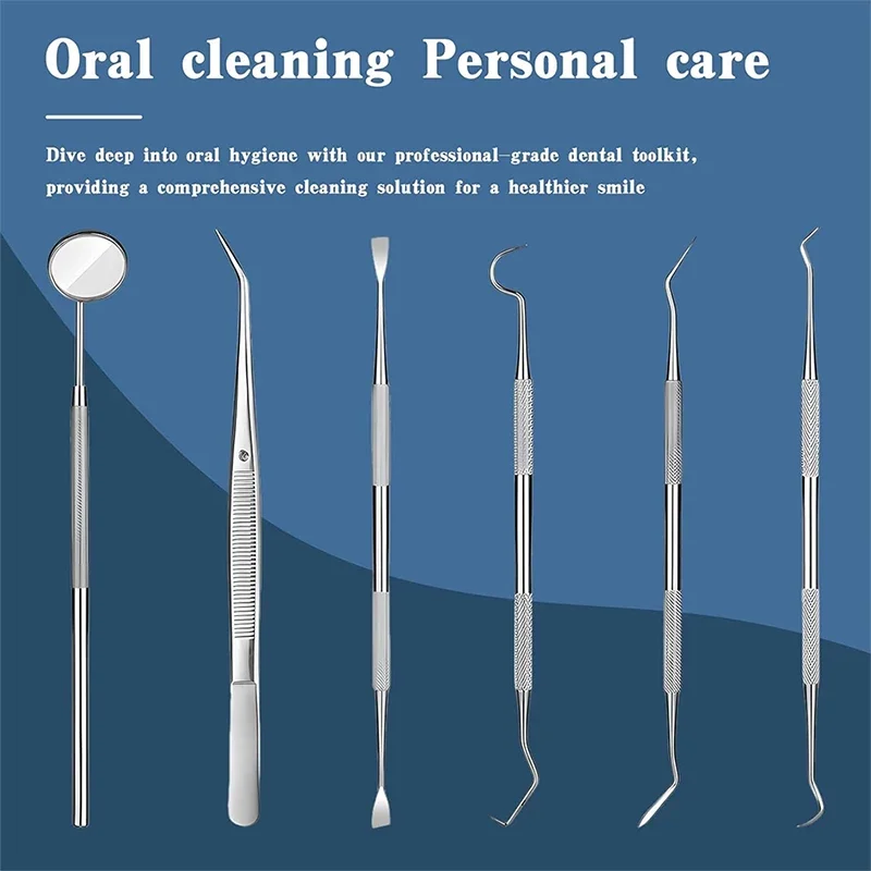 1pcs สแตนเลสสตีลทันตแพทย์เครื่องมือทําความสะอาดกระจกทันตกรรม Double Probe Sickle Hoe ทําความสะอาดฟันทันตกรรมเครื่องมือฟันชุดเครื่องมือดูแล