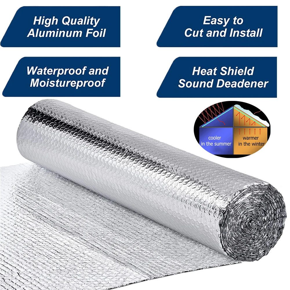 Светоотражающий изоляционный рулон, двойной пузырь, алюминиевая фольга, лист, термозащитный излучающий барьер для зимнего окна автофургона