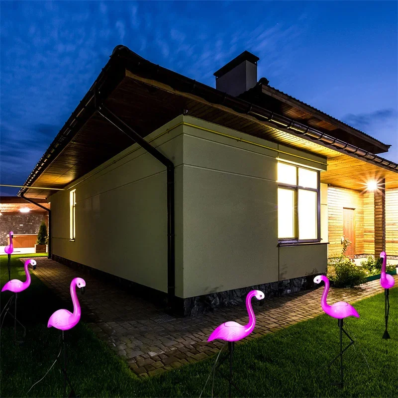 ไฟพลังงานแสงอาทิตย์รูปนกฟลามิงโก 1/3 ชิ้น กันน้ำระดับ IP65 ไฟ LED สำหรับตกแต่งสวน ทางเดินกลางแจ้ง ตกแต่งคริสต์มาส