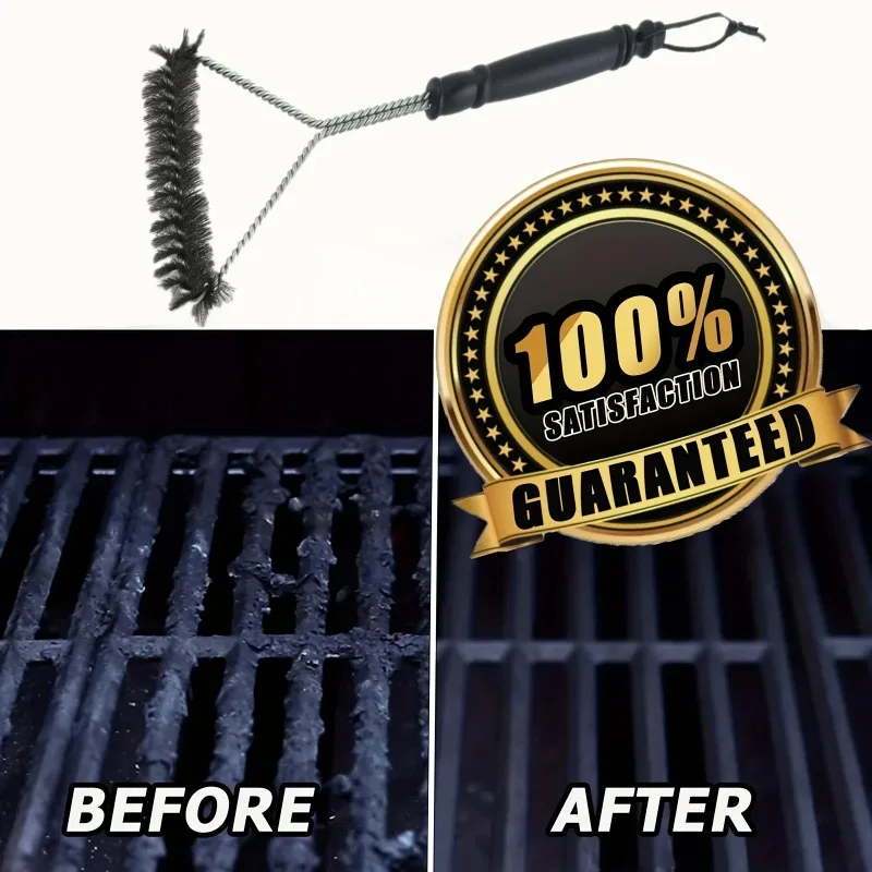Escova para churrasco, ferramenta de limpeza, acessórios para grelha, cerdas de aço inoxidável, escovas de limpeza antiaderentes, acessórios para churrasco