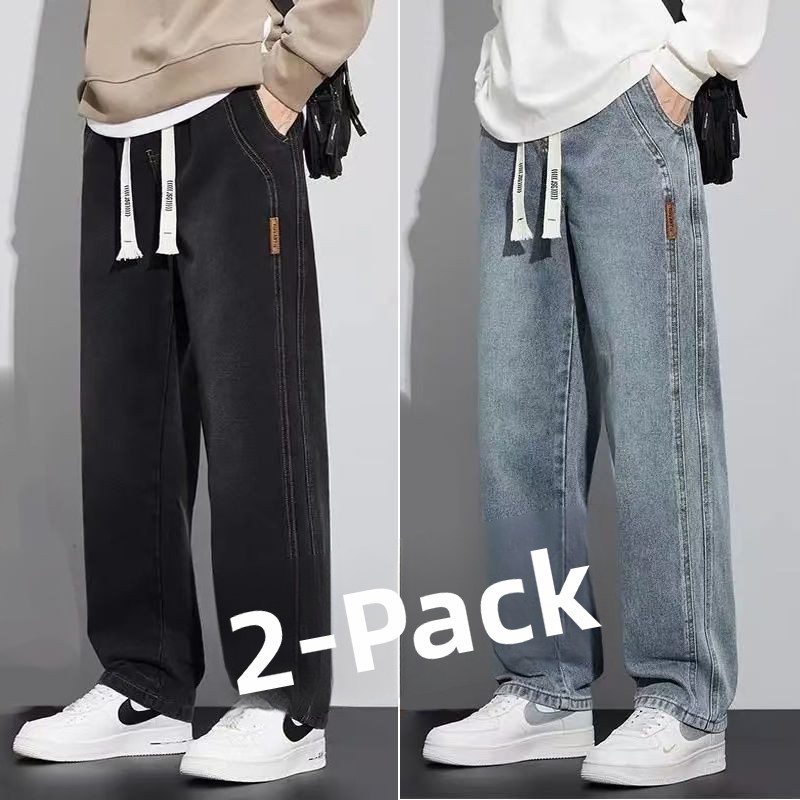 Versatile Straight Leg Jeans Men's Trendy Brand Wide Leg Large Size Loose Long Pants Youthful Casual Wear Resistant to Wear