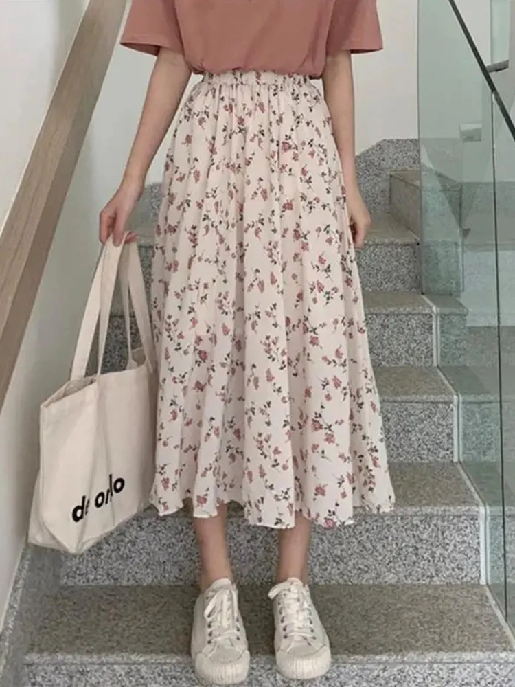 Gonna una parola fiore spezzato fata donna super fata sen reparto fata piccola gonna lunga temperamento fresco e sottile