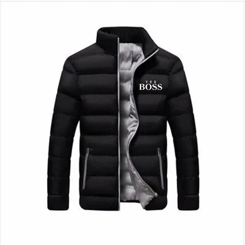 Nuevas chaquetas Parka gruesas y cálidas para hombre, prendas de vestir informales de invierno para hombre, abrigos con cuello levantado sólido, chaqueta acolchada de algodón cortavientos para hombre
