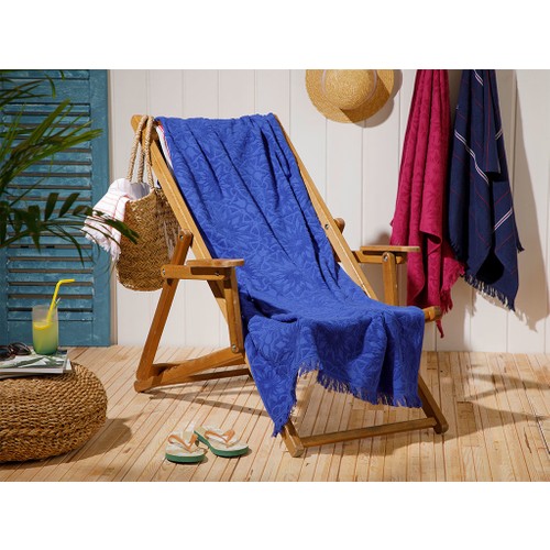 English Home Chic Damask Handuk Pantai Jacquard 80X150 Cm Royal