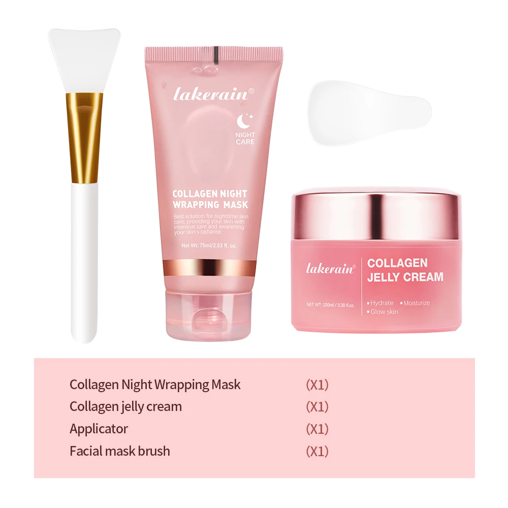 Máscara peel-off de colágeno 75ml, máscara noturna para embrulho de lama facial, máscara firmadora diária, 100g, creme de gelatina de colágeno, colágeno hidrolizado, cuidados com a pele