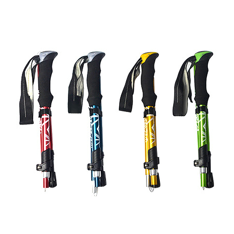 Bastão de trekking dobrável para acampamento, 5 seções, portátil, caminhada, para idosos nórdicos, telescópico, fácil de colocar no saco, 1 peça