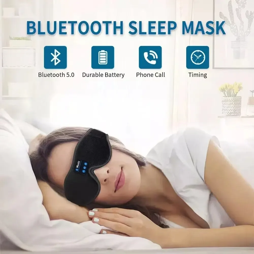 3d bluetooth máscara de dormir fones de ouvido máscara de olho confortável sem fio música máscara de sono redução de ruído blackout máscara de dormir