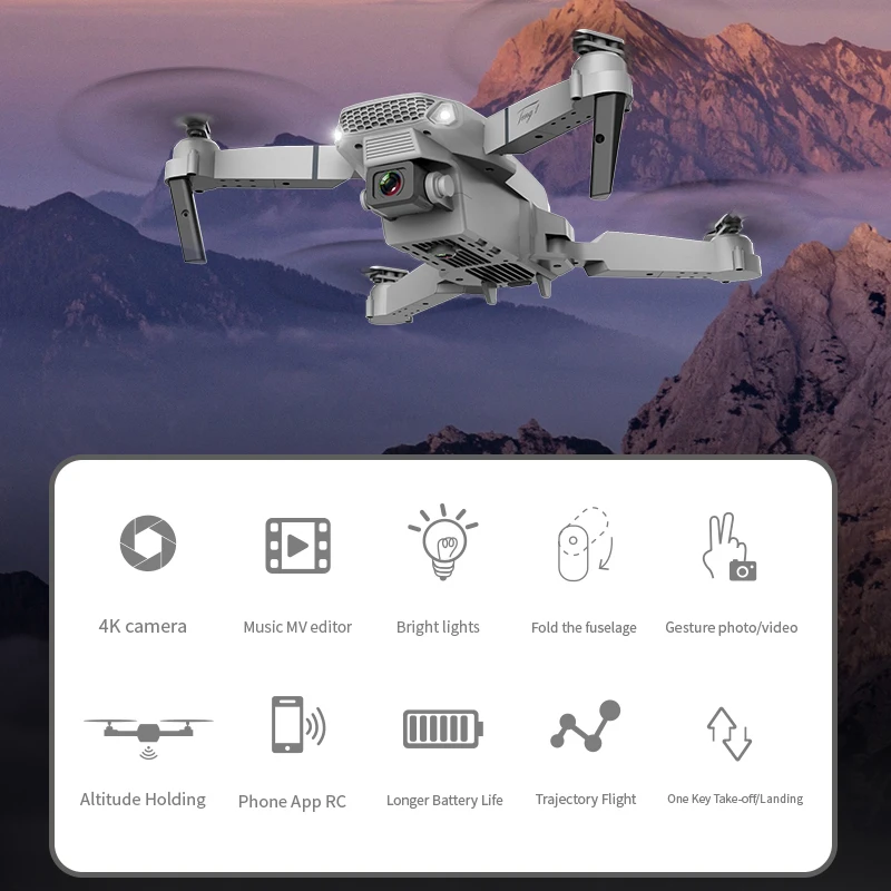 KBDFA 2023 ใหม่ E88 Pro WIFI FPV Drone มุมกว้าง HD 4K 1080P ความสูงกล้องถือ RC quadcopter แบบพับได้ Dron เฮลิคอปเตอร์ของเล่นของขวัญ