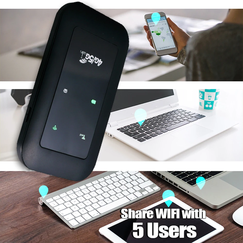 Repetidor WiFi Amplificador de Sinal Expansor de Rede, Mobile Hotspot Pocket, Modem Mifi sem fio, slot para cartão SIM, 4G LTE Router, 150Mbps