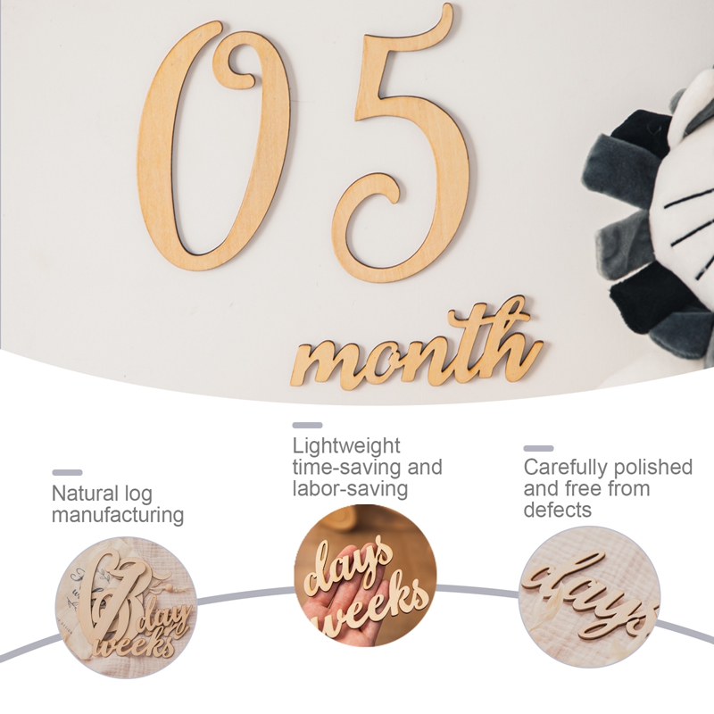 20 Cái/bộ Tự Nhiên Bé Bằng Gỗ Milestone Số Thẻ Khắc Bé Tăng Trưởng Và Mang Thai Tăng Trưởng Thẻ Đảo Ngược Ảnh Đạo Cụ