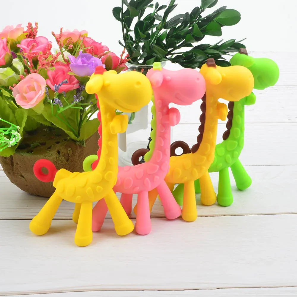 1PCS เด็กซิลิโคนการงอกของฟันแปรงสีฟัน BPA ฟรียีราฟรูปร่างปลอดภัย Toddle Teether Chew ของเล่น Teethers บรรเทาทารกเหงือก