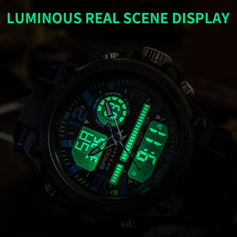SANDA, relojes deportivos de lujo estilo G para hombre, reloj de cuarzo analógico militar, reloj Digital LED para hombre, reloj masculino resistente al agua hasta 50M