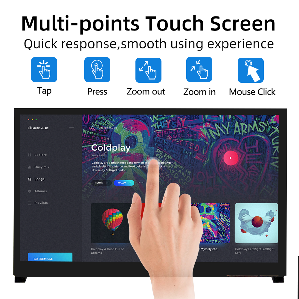 10,1-calowy ekran dotykowy IPS LCD 1024*600 Wyświetlacz HDMI z uchwytem Monitor dla Raspberry Pi 5 4B 3B