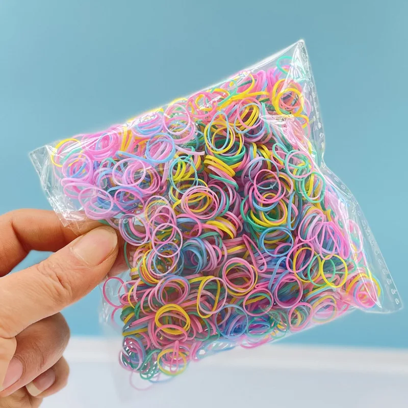 1000 pezzi fasce per capelli usa e getta colorate ragazze elastico in gomma per bambini coda di cavallo fascia per capelli accessori per capelli per bambini