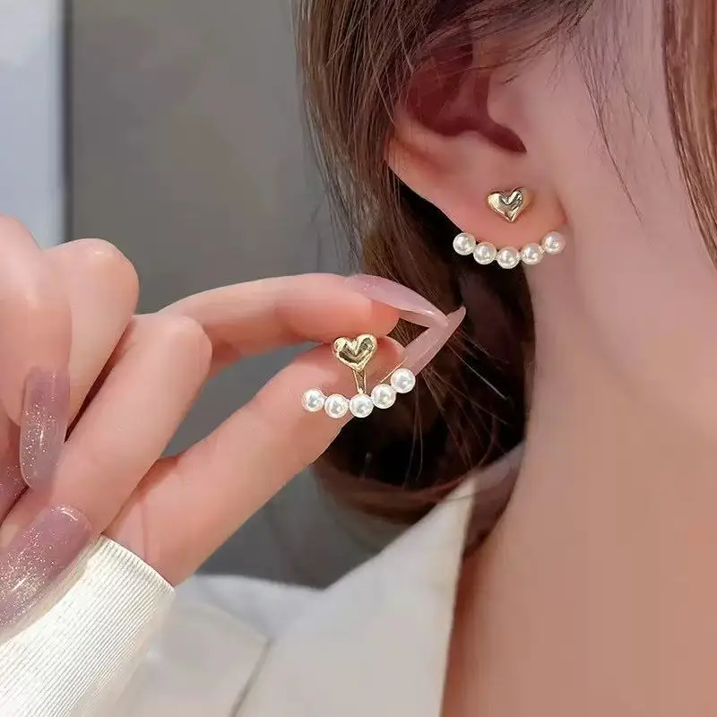 หรูหรา lmitation ต่างหูมุกหวานรูปหัวใจ EAR STUD สําหรับ WomenFashion PARTY งานแต่งงาน Brid เครื่องประดับของขวัญ