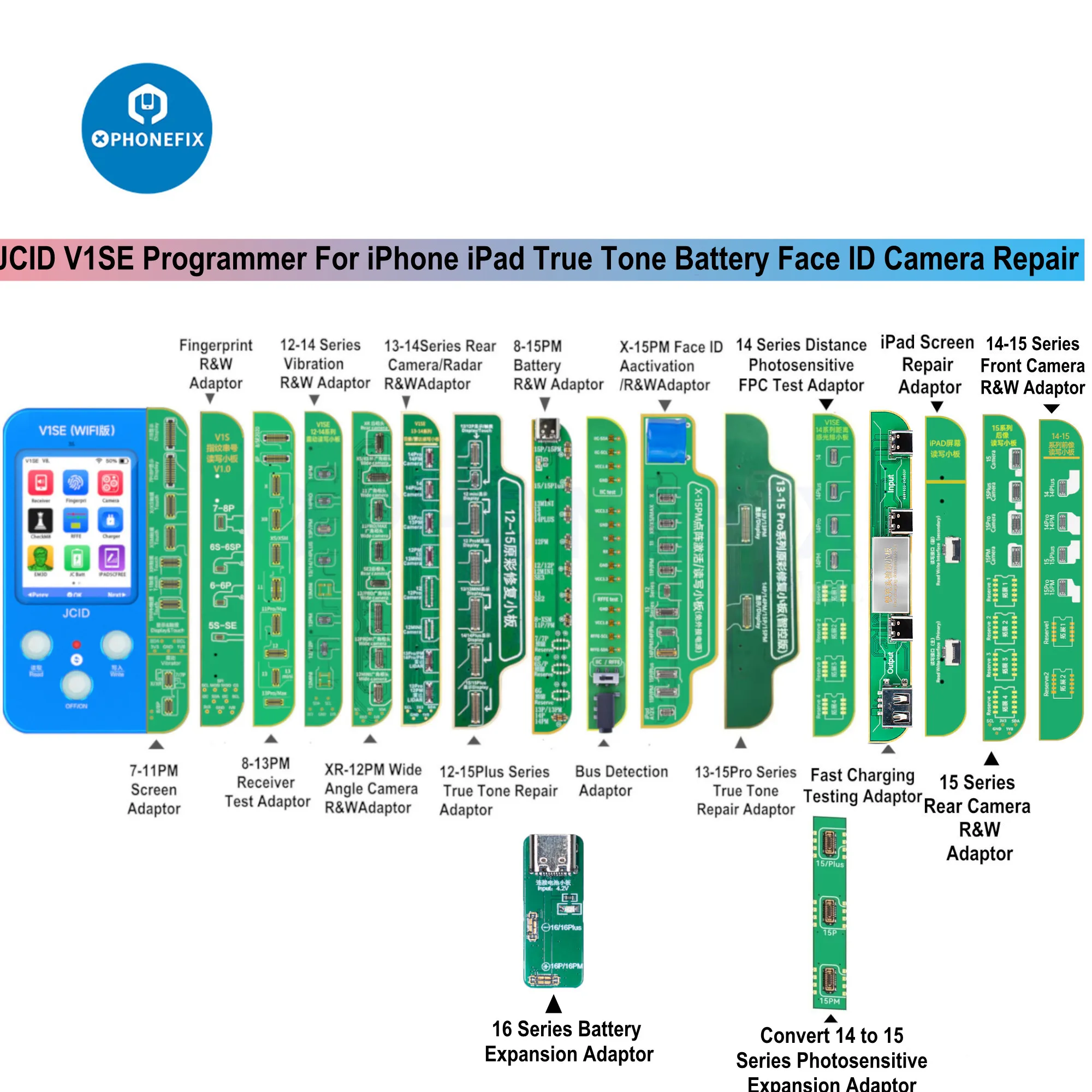 Programador Wifi JC V1SE para iPhone 11 12 13 14 15 16 Pro Max Color Original Touch Shock Face ID lectura escritura herramientas de reparación de batería