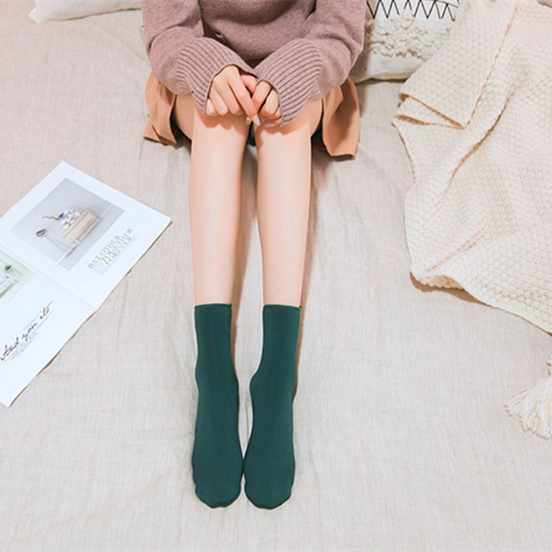 4 pares de calcetines cálidos de invierno para mujer, calcetines térmicos gruesos elásticos y cómodos, calcetines bajos de terciopelo sin costuras para nieve negros para mujer