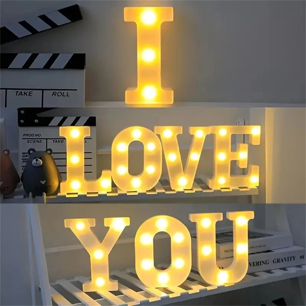 1 16cm LED 문자 조명, 빛나는 문자 및 숫자 야간 조명, 가정, 바, 결혼식, 생일 파티 장식에 적합