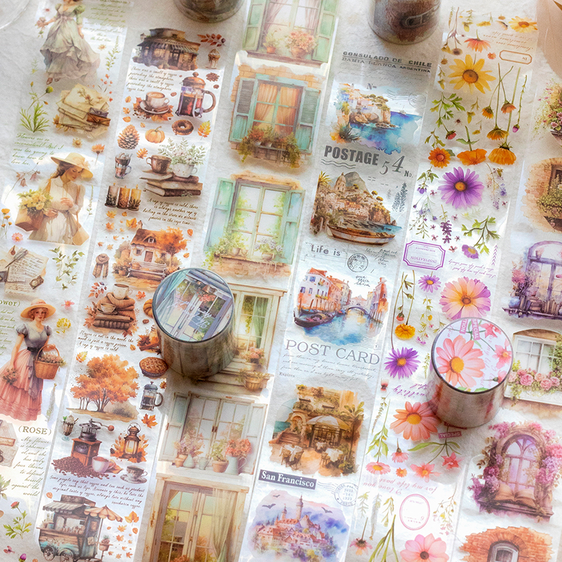 50mm*2m Rivier van Jaar Serie Vintage Journal Kawaii Masking Tape Waterdicht Papier Washi Tape Materiaal Scrapbook Benodigdheden