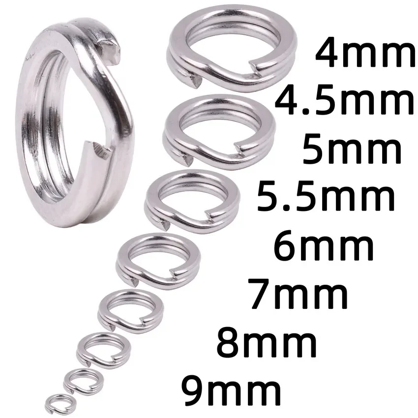 50 Cái/hộp Thép Không Gỉ Tách Vòng Câu Cá Đôi Hình Bầu Dục Tách Vòng Nhẫn Đồng Màu Phụ Kiện Câu Cá Tiện Tích Tắc Dụ Xoay
