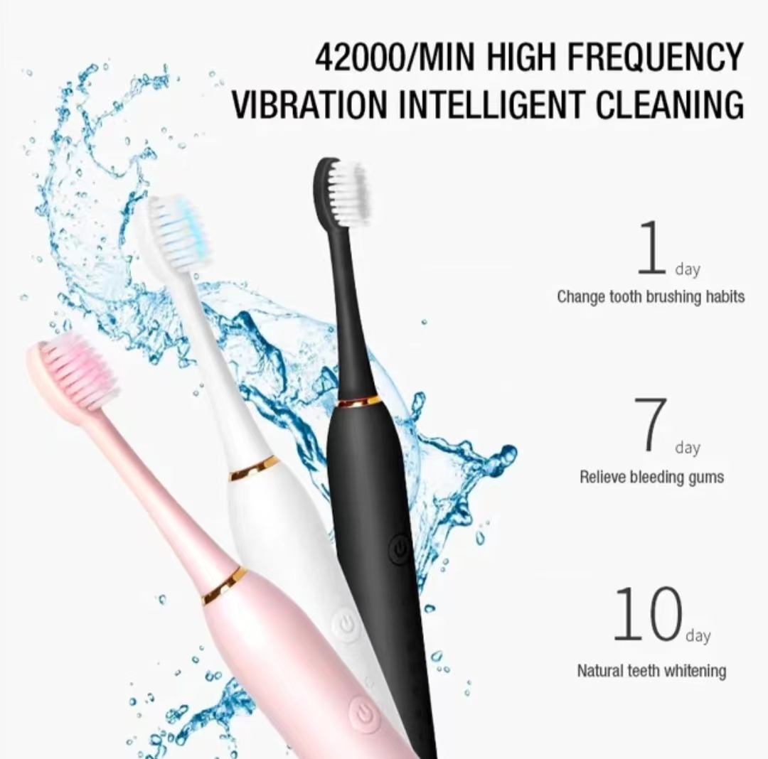 Escova de Dentes Elétrica Sônica para Adultos IPX7 Impermeável, DuPont Brush Head, USB Recarregável, Limpeza de Alta Frequência, 6 Modos de Limpeza