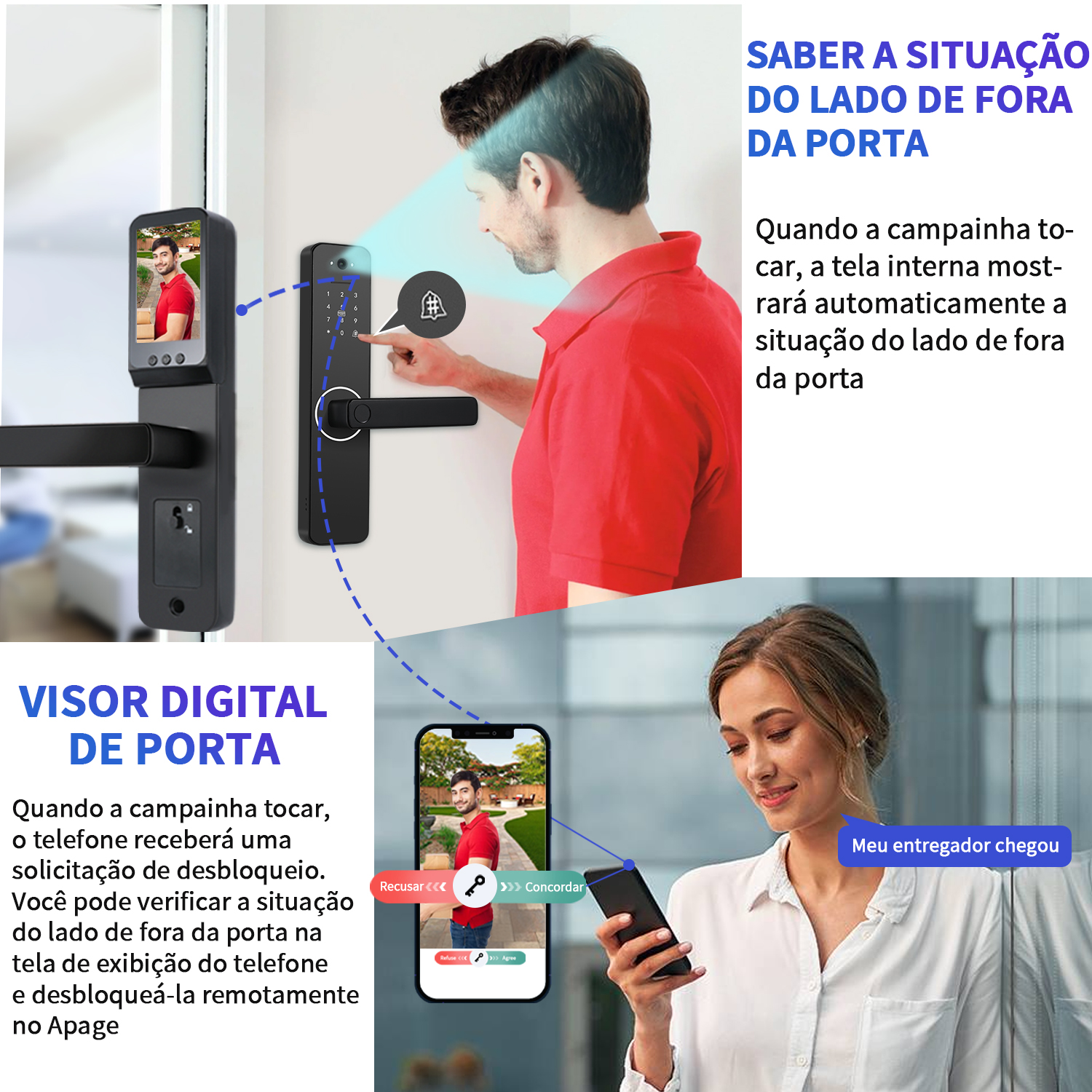 Do Brasil câmera fechadura eletrônica digital tuya wifi fechadura porta inteligente biométrica sem chave