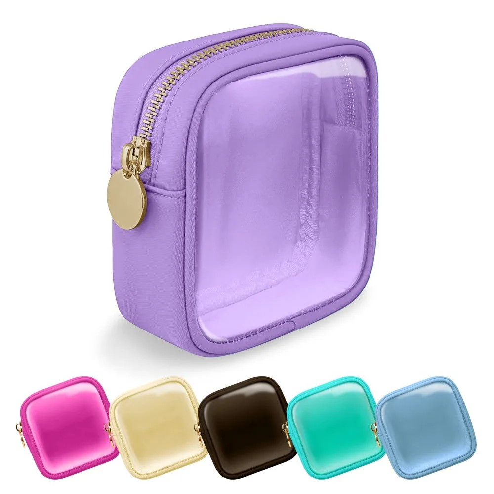 Mini bolsa de cosméticos de Pvc impermeable, bolsas de almacenamiento con cremallera, pequeña bolsa de cosméticos multifunción para niñas