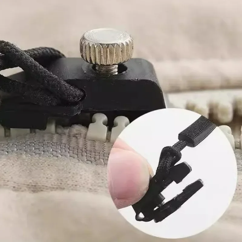 Detachable Zipper Head Removable No Need Tool Alloy Zipper Puller Lightweight Nylon Pull Rope Zip Versatile Garment Accessories