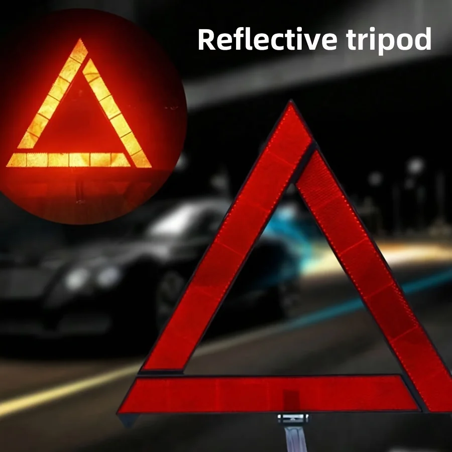 Reflector de señal de parada plegable con trípode para coche, herramienta de advertencia de avería de emergencia, triángulo rojo, reflectante, accesorios de peligro de seguridad