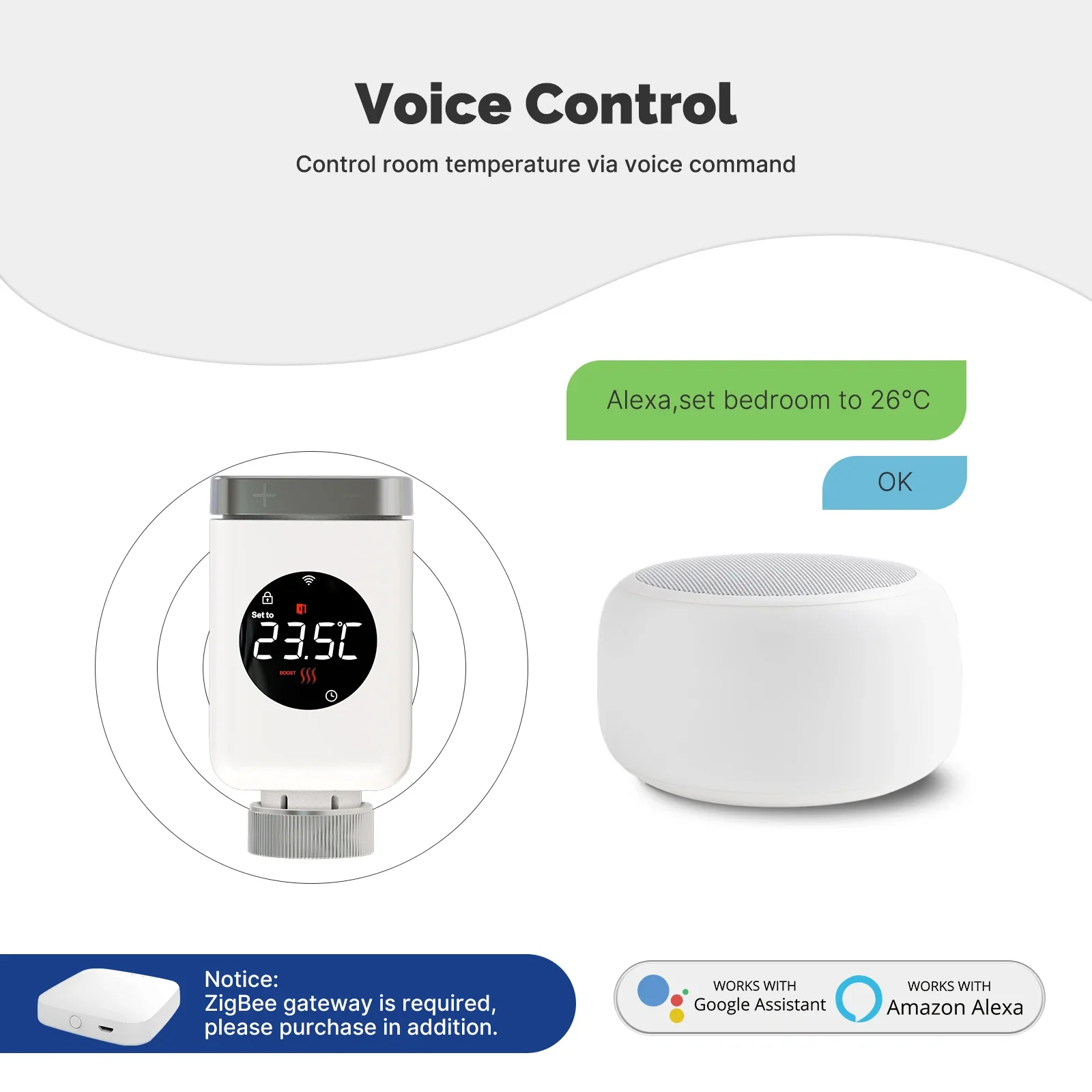 MOES Tuya-válvula termostática inteligente Zigbee para radiador, aplicación remota programable TRV, controlador de temperatura, compatible con Alexa y Google Home