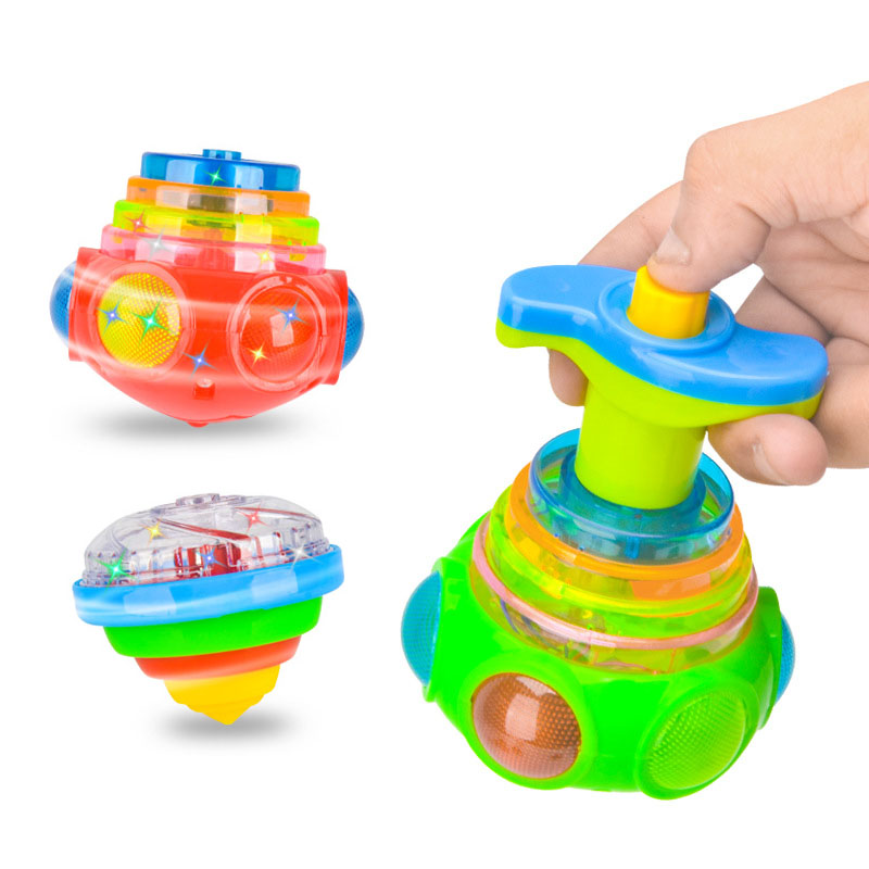 UFO Lampeggiante Trottola Per Bambini Giroscopio Illumina Giocattolo Per Bambini Piggy LED Musica Giroscopio Lanciatore Giocattoli Rotanti Divertenti Bomboniere Di Compleanno