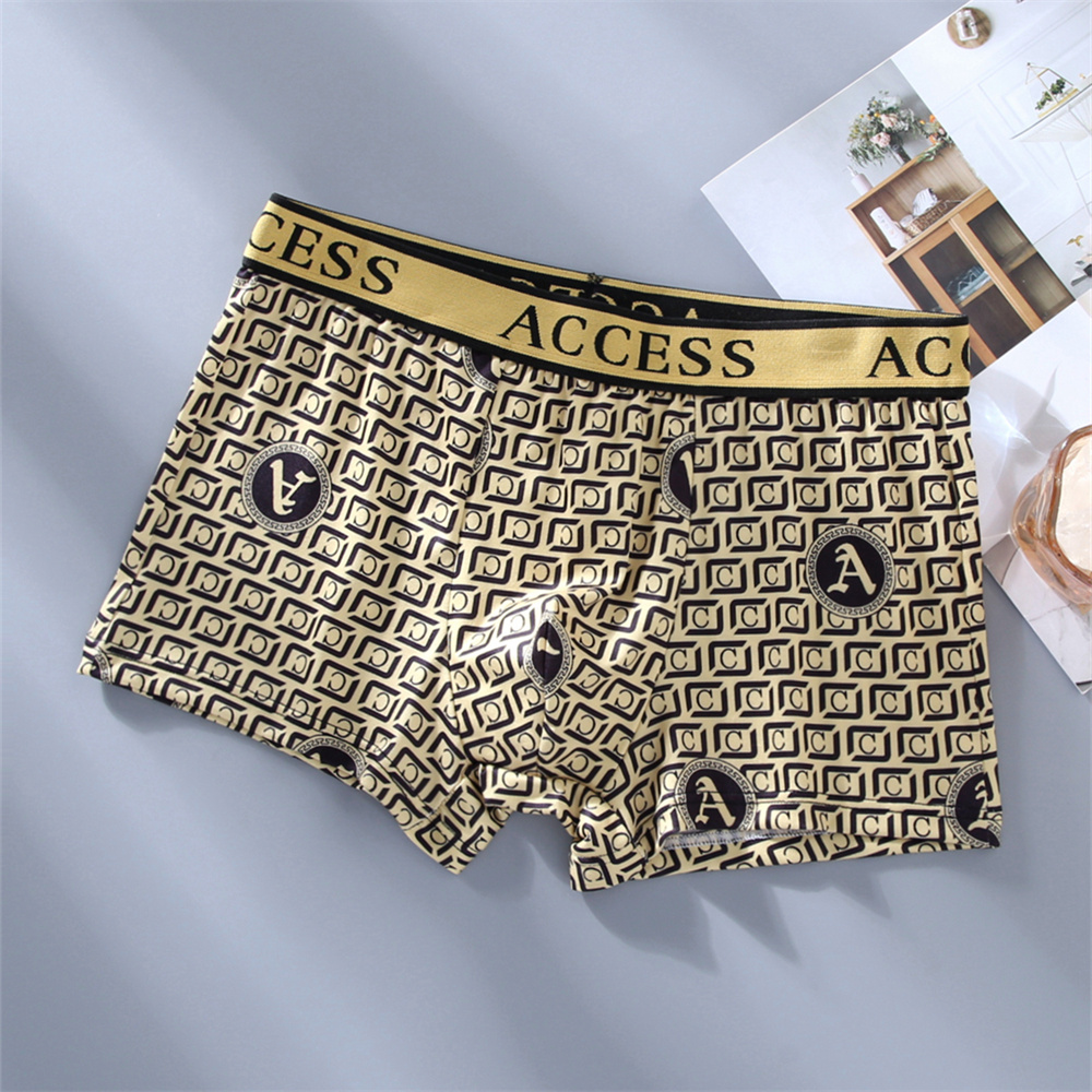 5 pçs/lote preto ouro boxers masculinos confortáveis algodão moda roupa interior