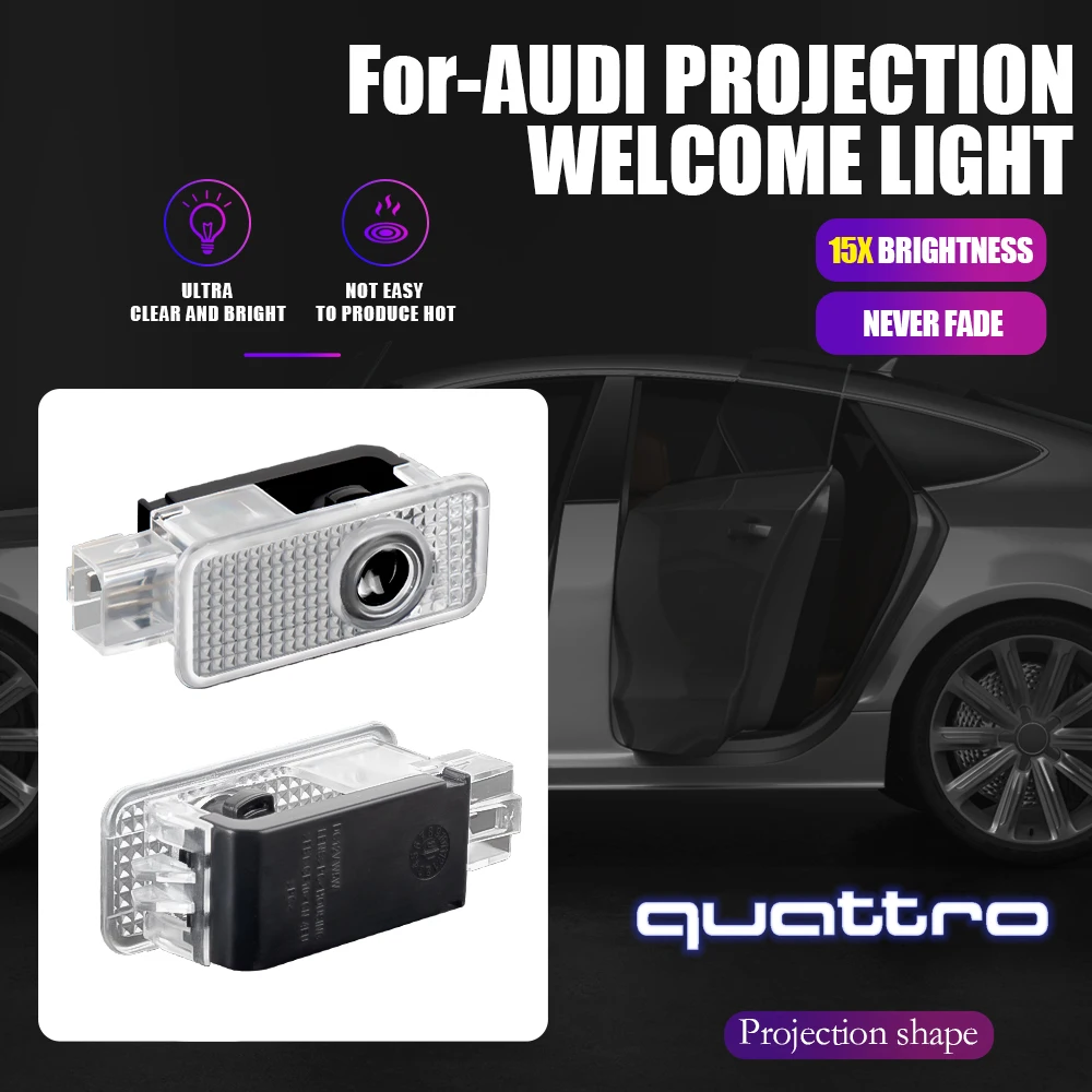Luz LED de bienvenida para puerta de coche, 2 uds., para AUDI S Line Quattro S3 S4 S5 S6 S7 S8 RS A3 A5 A7 A4L A8L Q3 Q5 Q7 A4 A6L HD, lámpara de proyección