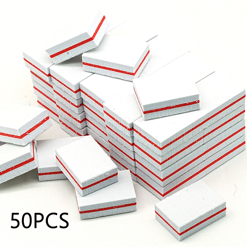 50Pc プロフェッショナルミニネイルアートバッファ 100/180 サンドペーパーマニキュアケアファイルサンディング研磨爪やすり研削機器ツール