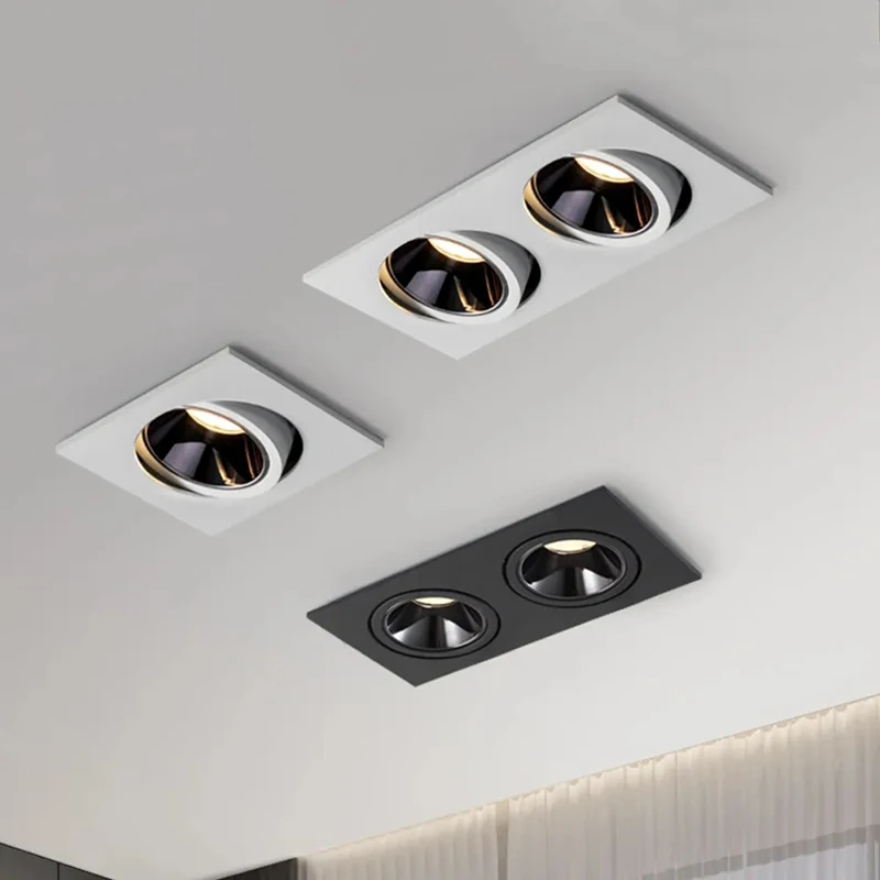 Lámpara empotrable de techo LED, 24W, 10W, focos LED de un solo/doble cabezal, luz empotrada antideslumbrante CREE COB para el hogar, oficina, tienda, interior