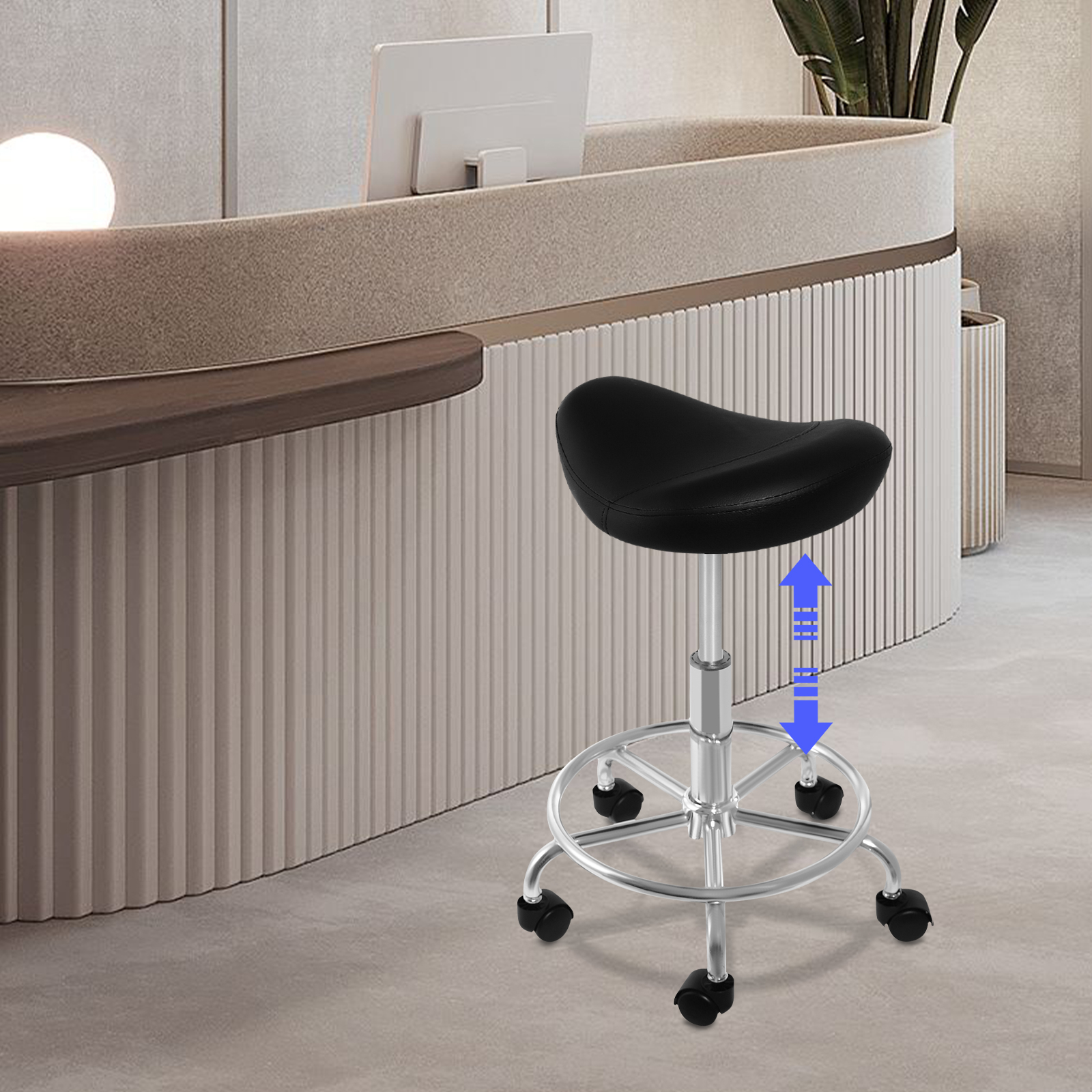 Hebe-Sattelhocker für Büro, Spa, leicht zu reinigen, ergonomisch, verstellbarer rollender Sattelhocker für Heimstudien/Wohnzimmer