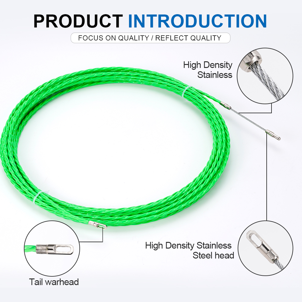 4mm 5M-50M Fiberglass Cable Push Pullers Guide Device Threader Duct Snake Rodder Fish Tape Wire Wiring Installation Aid Tool