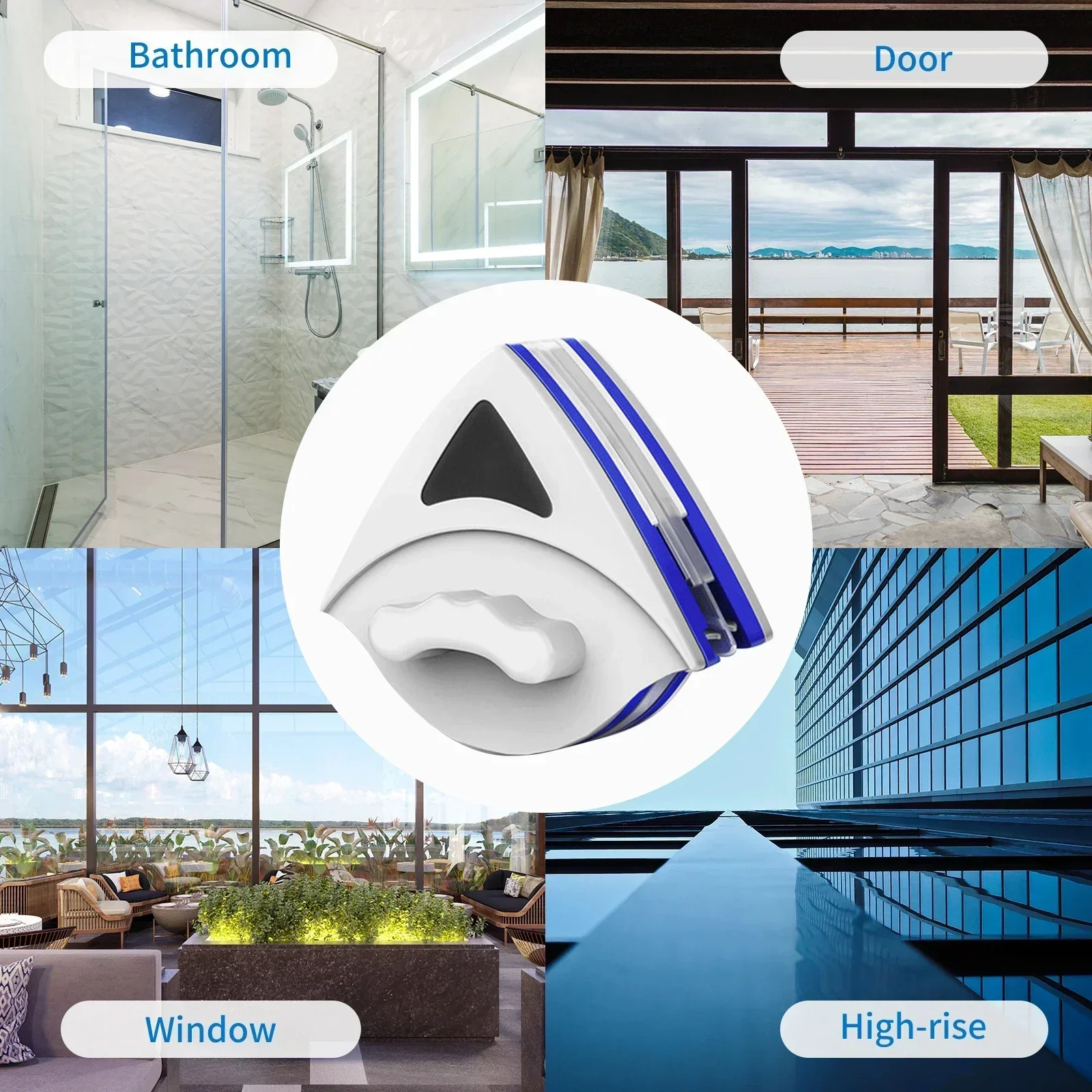 Magnetic Double-Layer Glass Cleaner Home Multifunctional High-Rise Tool Automatic Drainage Strong Grip Long Reach