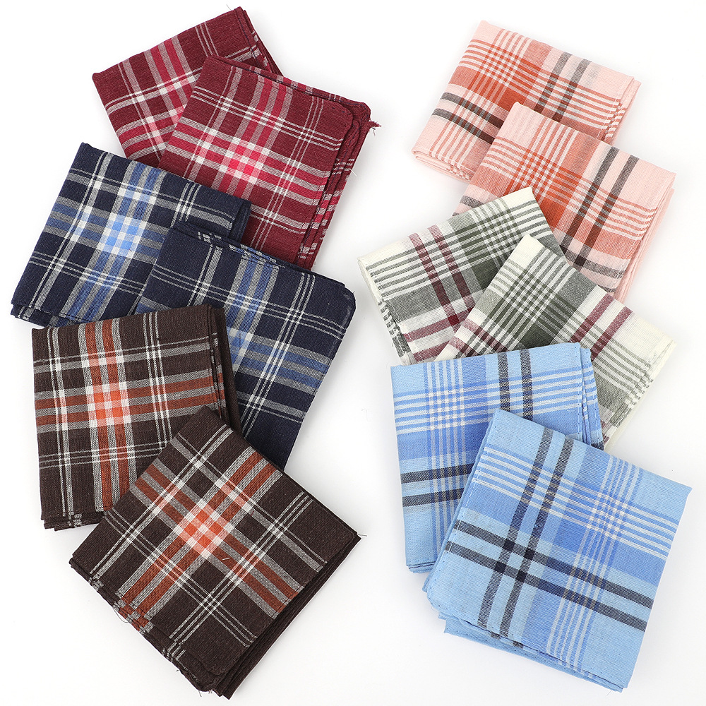 6 Stück Herren-Taschentuch, gemischt, kariert, gestreift, Polyester-Baumwolle, Taschentuch, altmodisch, nostalgisch, klassisch, 36 x 36 cm