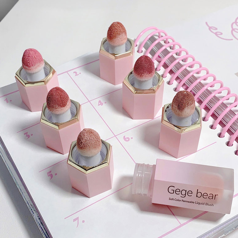 Gege bear blush líquido translúcido de cor macia hidrata claro e transparente branco elevador natural fosco blush para meninas