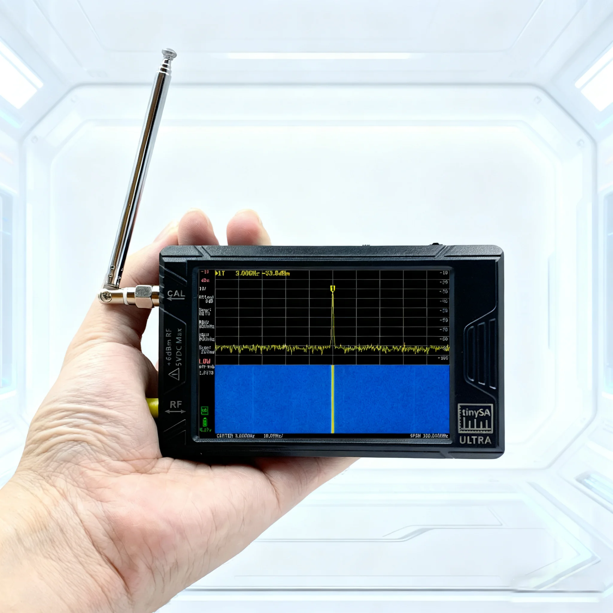 TinySA ULTRA 100 KHZ-5,3 GHz 4 inch display Handheld Tiny Spectrum Analyzer RF-generator met batterij