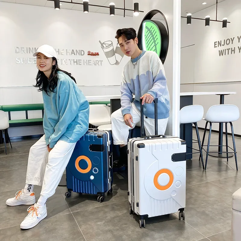 Reise Spinner Gepäck 20/22/24/26 Zoll Aluminium rahmen Roll koffer Mann Frauen Mode Trolley Fall Business Boarding Box